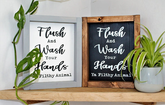 Flush & Wash your hands - Bathroom Sign